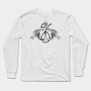 Anchor with Ropes and banner with hand made lettering Spirit of Adventure Long Sleeve T-Shirt